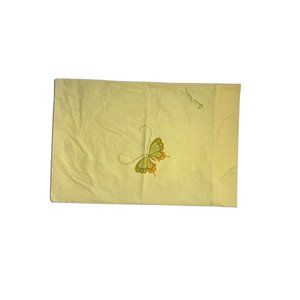 Vintage Martex & Hanae Mori Pillowcase 1970s Yellow Butterfly Signed King Sham